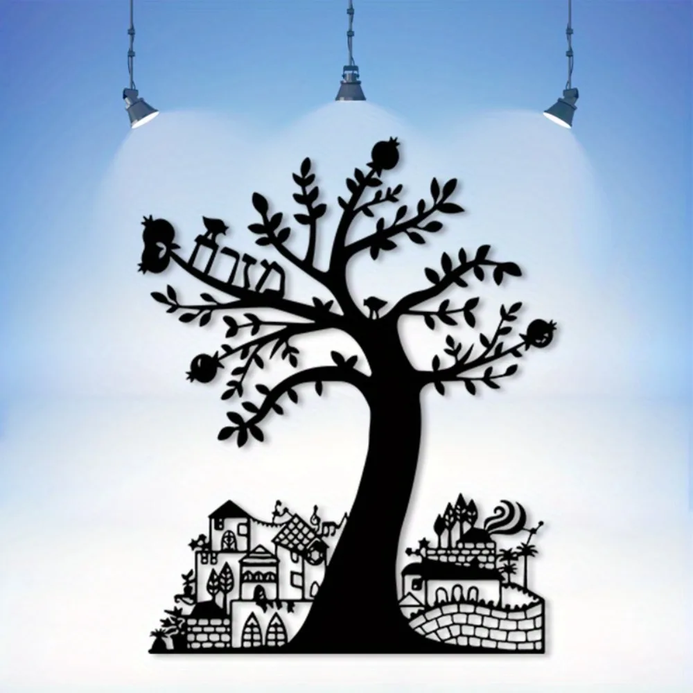 Wall Art - CIFBUY Metalowa Dekoracja Ścienna Drzewo Granatowe